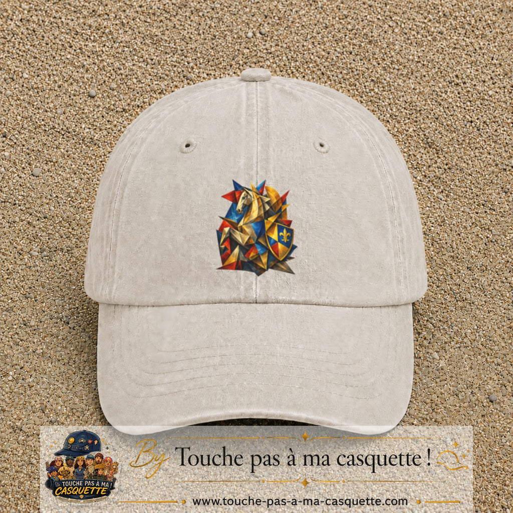 Image principale casquette Beige clair délavé avec motif Chevalier mosaïque 7 cm