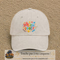 Casquette Beige clair délavé avec motif Merci Prof coloré en 7 cm – vue principale