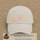 Casquette Beige clair délavé avec motif Prénom Natacha fleuri en 5 cm – vue principale