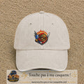 Casquette Beige clair délavé motif Ours guerrier logo 7 cm