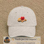 Casquette Beige clair délavé motif Patte de chien et cœur logo 5 cm