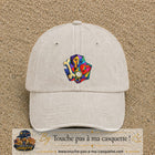 Casquette Beige clair délavé motif Portrait abstrait logo 7 cm