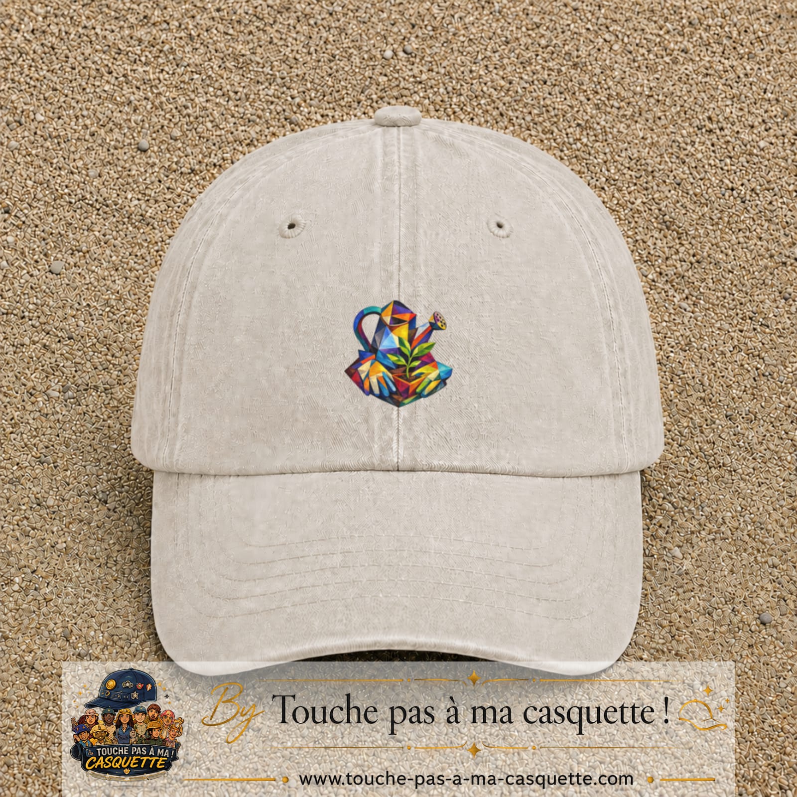 Image principale casquette Beige clair délavé avec motif Arrosoir de jardin 5 cm