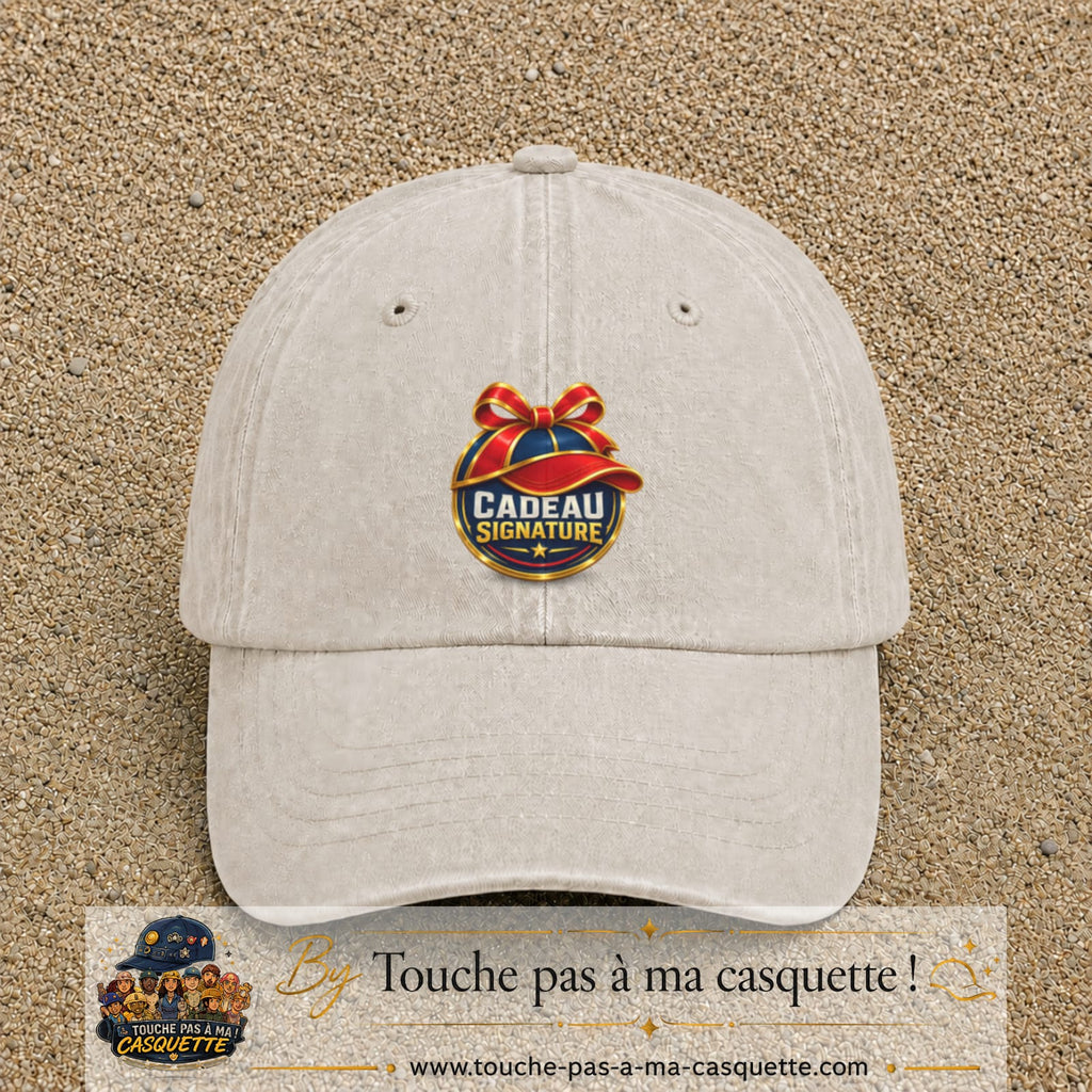 Casquette Beige clair délavé avec motif Cadeau Signature avec casquette en 7 cm – vue principale
