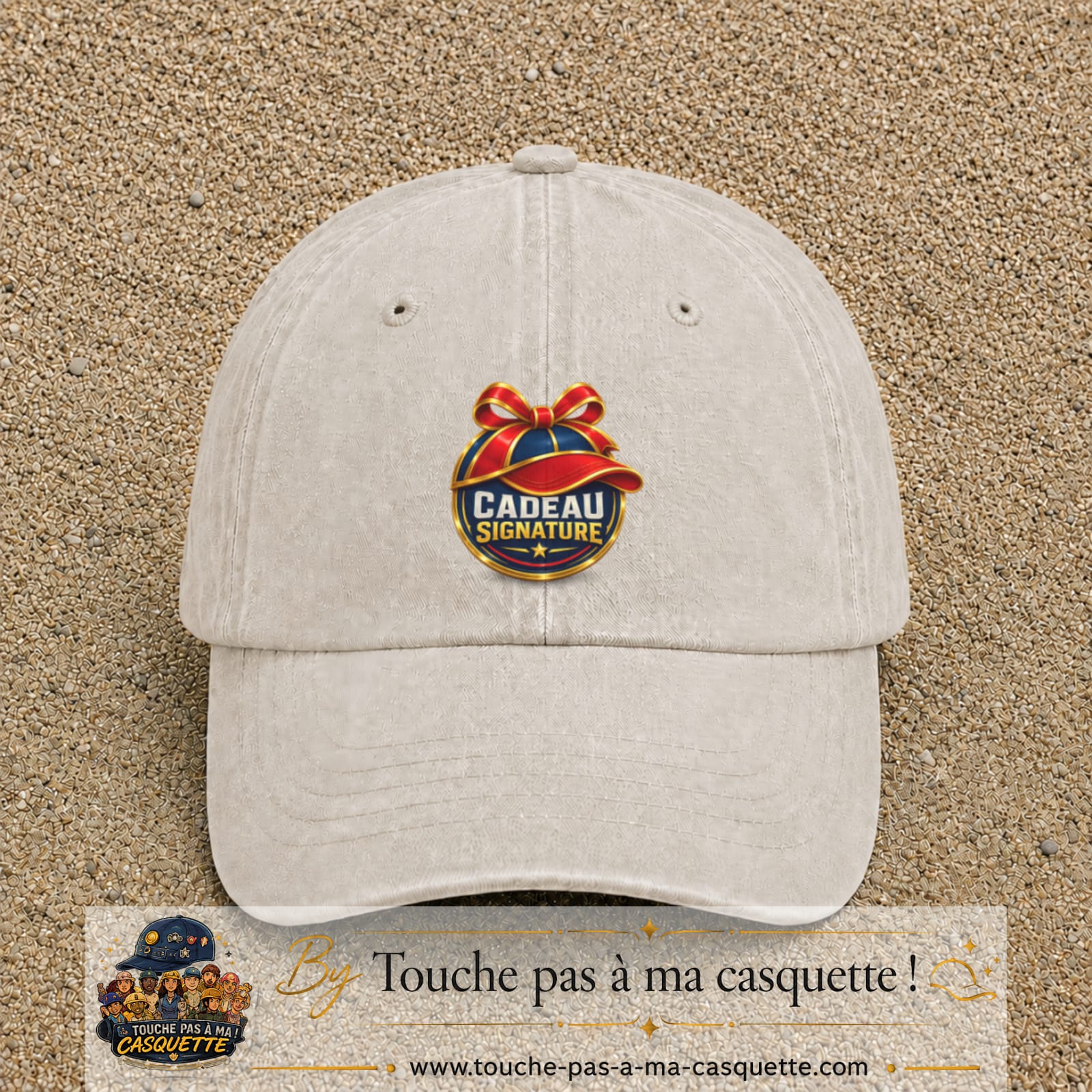 Casquette Beige clair délavé avec motif Cadeau Signature avec casquette en 7 cm – vue principale
