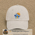 Image principale casquette Beige clair délavé avec motif Météo soleil orage 7 cm