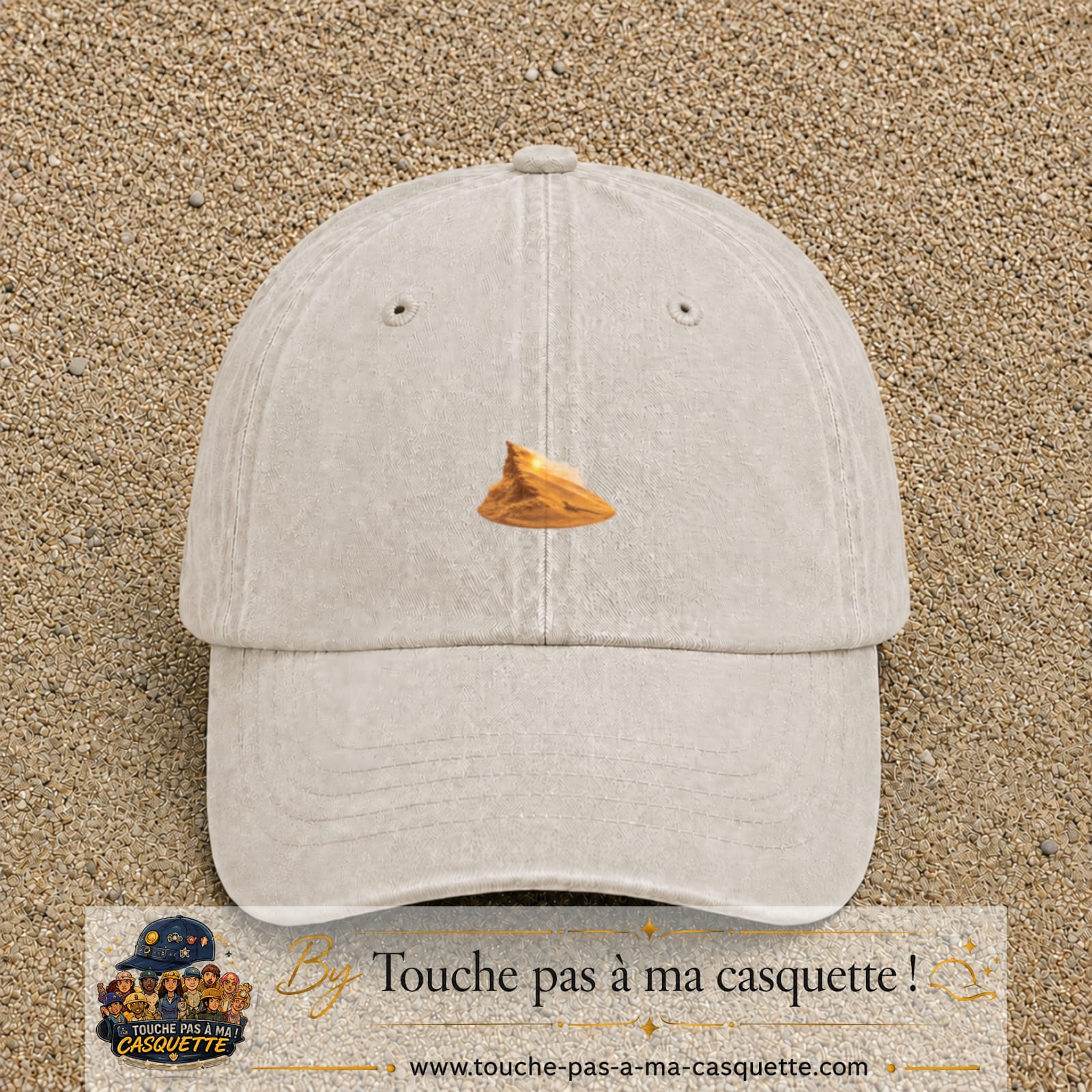 Image principale casquette Beige clair délavé avec motif Dune du désert 3 cm