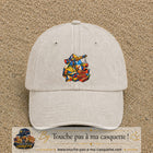 Casquette Beige clair délavé motif Chantier géométrique logo 7 cm
