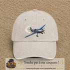 Image principale casquette Beige clair délavé avec motif Avion de voltige 7 cm