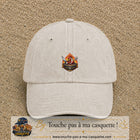 Casquette Beige clair délavé motif Coq barbecue logo 5 cm