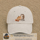 Casquette Beige clair délavé motif Hamster avec roue logo 7 cm