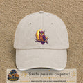 Casquette Beige clair délavé motif Hibou lune logo 7 cm