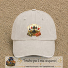 Casquette Beige clair délavé motif Poker cartes et jetons logo 7 cm