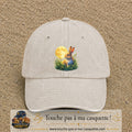 Casquette Beige clair délavé motif Lapin sous la lune logo 7 cm