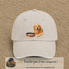 Image principale casquette Beige clair délavé avec motif Chien avec collier 7 cm
