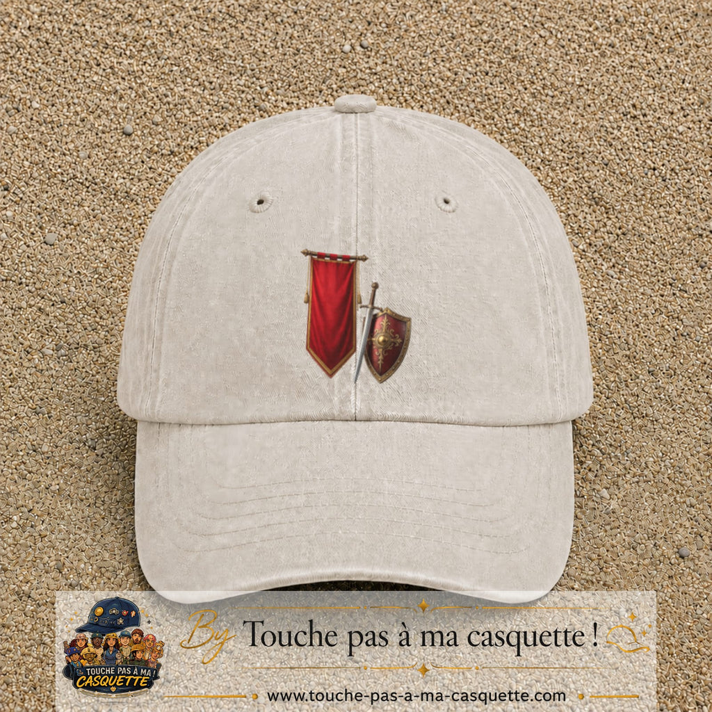 Image principale casquette Beige clair délavé avec motif Bouclier médiéval 7 cm