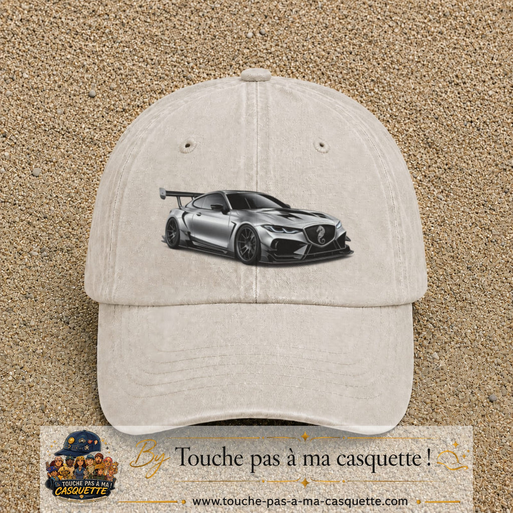 Casquette Beige clair délavé avec motif Voiture sportive en 7 cm – vue principale
