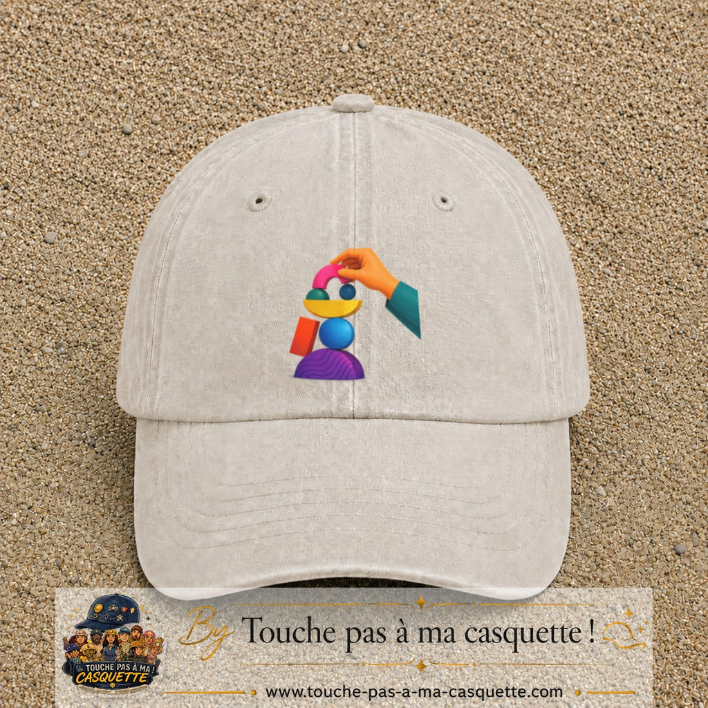 Image principale casquette Beige clair délavé avec motif Jeu d’équilibre 7 cm