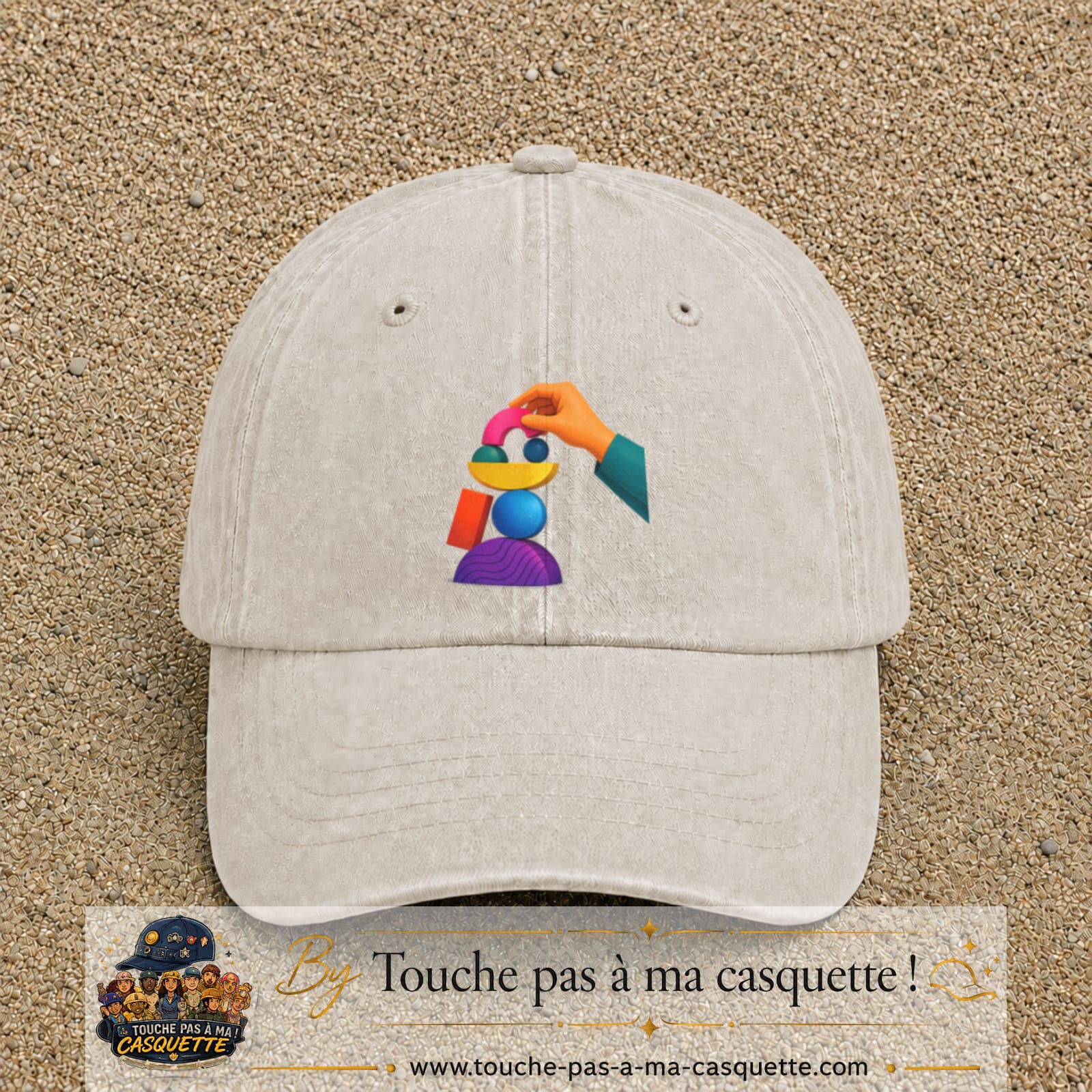 Image principale casquette Beige clair délavé avec motif Jeu d’équilibre 7 cm