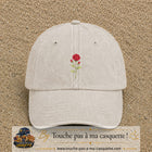 Image principale produit199moyenBC - casquette Beige clair délavé avec visuel Rose florale 5 cm