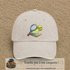 Image principale produit81grosBC - casquette Beige clair délavé avec visuel Tennis court raquette 7 cm