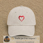 Image principale produit138moyenBC - casquette Beige clair délavé avec visuel Cœur rouge 5 cm