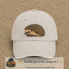Image principale produit192grosBC - casquette Beige clair délavé avec visuel Hérisson réaliste 7 cm