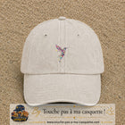 Image principale produit34moyenBC - casquette Beige clair délavé avec visuel Colibri coloré 5 cm