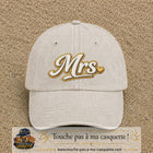 Image principale produit112grosBC - casquette Beige clair délavé avec visuel Mrs élégante 7 cm