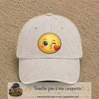 Image principale produit10grosBC - casquette Beige clair délavé avec visuel Emoji bisou cœur 7 cm
