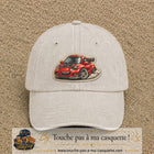 Image principale produit93grosBC - casquette Beige clair délavé avec visuel Voiture rouge 7 cm