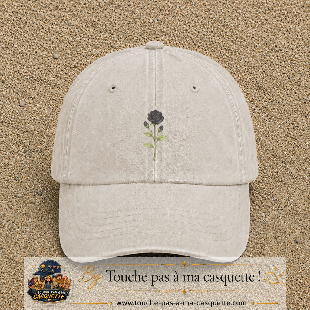 Image principale produit51moyenBC - casquette Beige clair délavé avec visuel Rose noire 5 cm