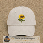Image principale produit75grosBC - casquette Beige clair délavé avec visuel Tournesol abeille 7 cm