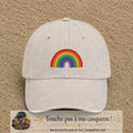 Image principale produit187moyenBC - casquette Beige clair délavé avec visuel Arc-en-ciel 5 cm