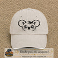 Image principale produit100grosBC - casquette Beige clair délavé avec visuel Koala visage 7 cm