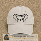 Image principale produit100grosBC - casquette Beige clair délavé avec visuel Koala visage 7 cm