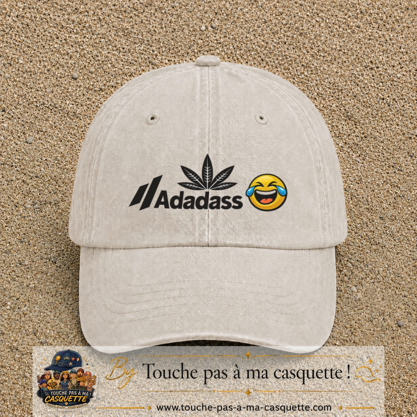 Image principale produit37moyenBC - casquette Beige clair délavé avec visuel Adadass emoji rieur 5 cm