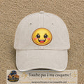 Image principale produit9grosBC - casquette Beige clair délavé avec visuel Emoji souriant 7 cm