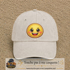 Image principale produit9grosBC - casquette Beige clair délavé avec visuel Emoji souriant 7 cm