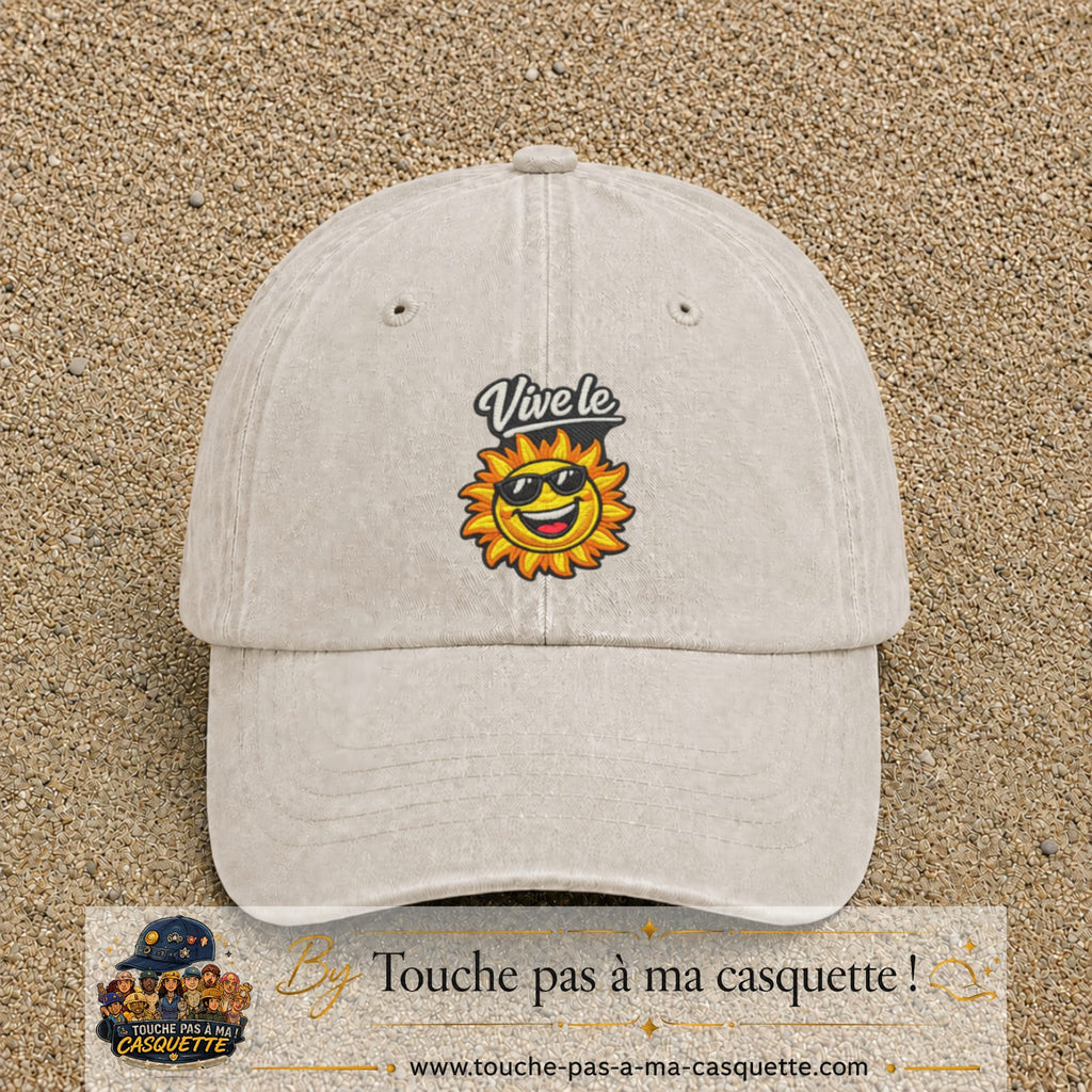 Image principale produit123grosBC - casquette Beige clair délavé avec visuel Vive le soleil 7 cm