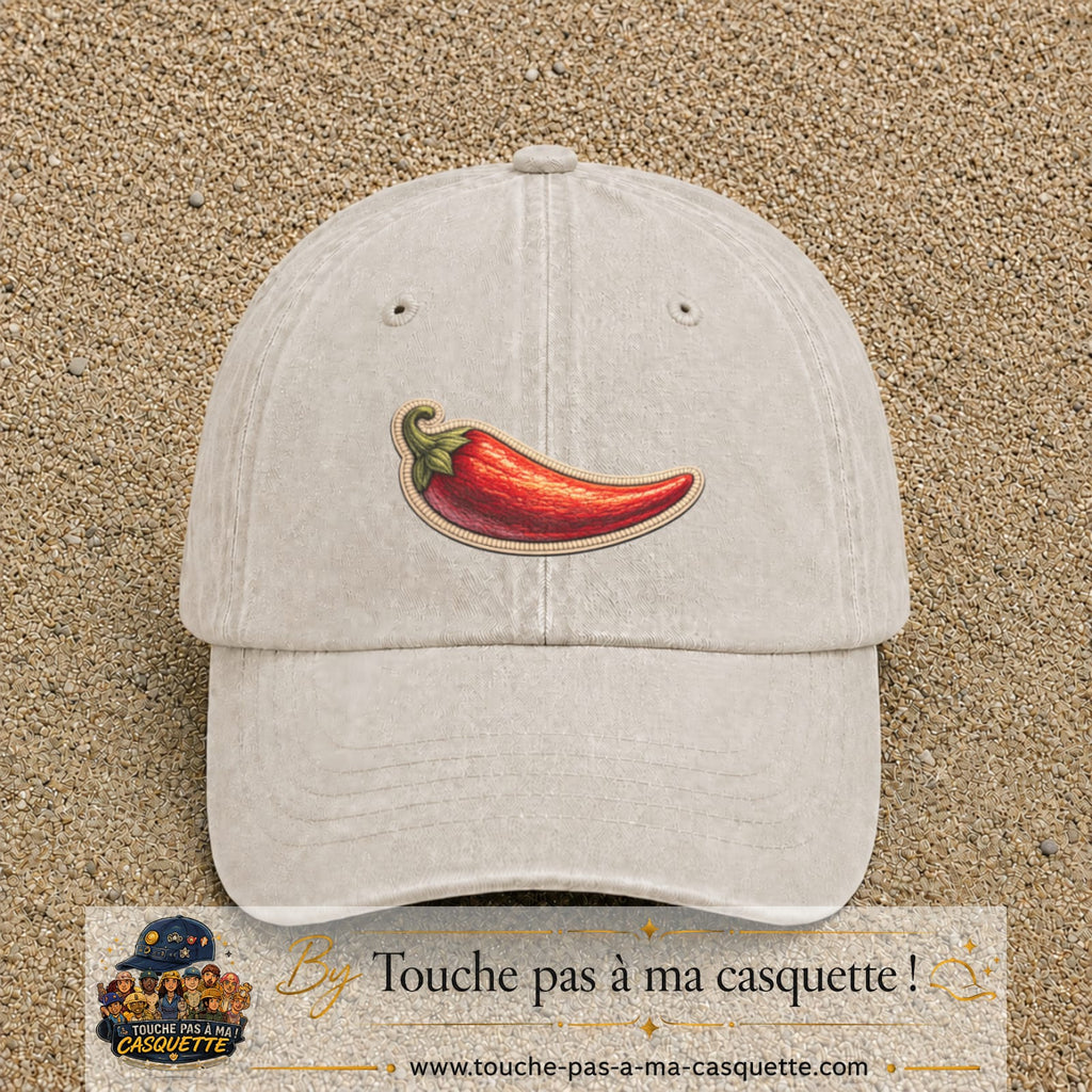 Image principale produit198moyenBC - casquette Beige clair délavé avec visuel Piment 5 cm