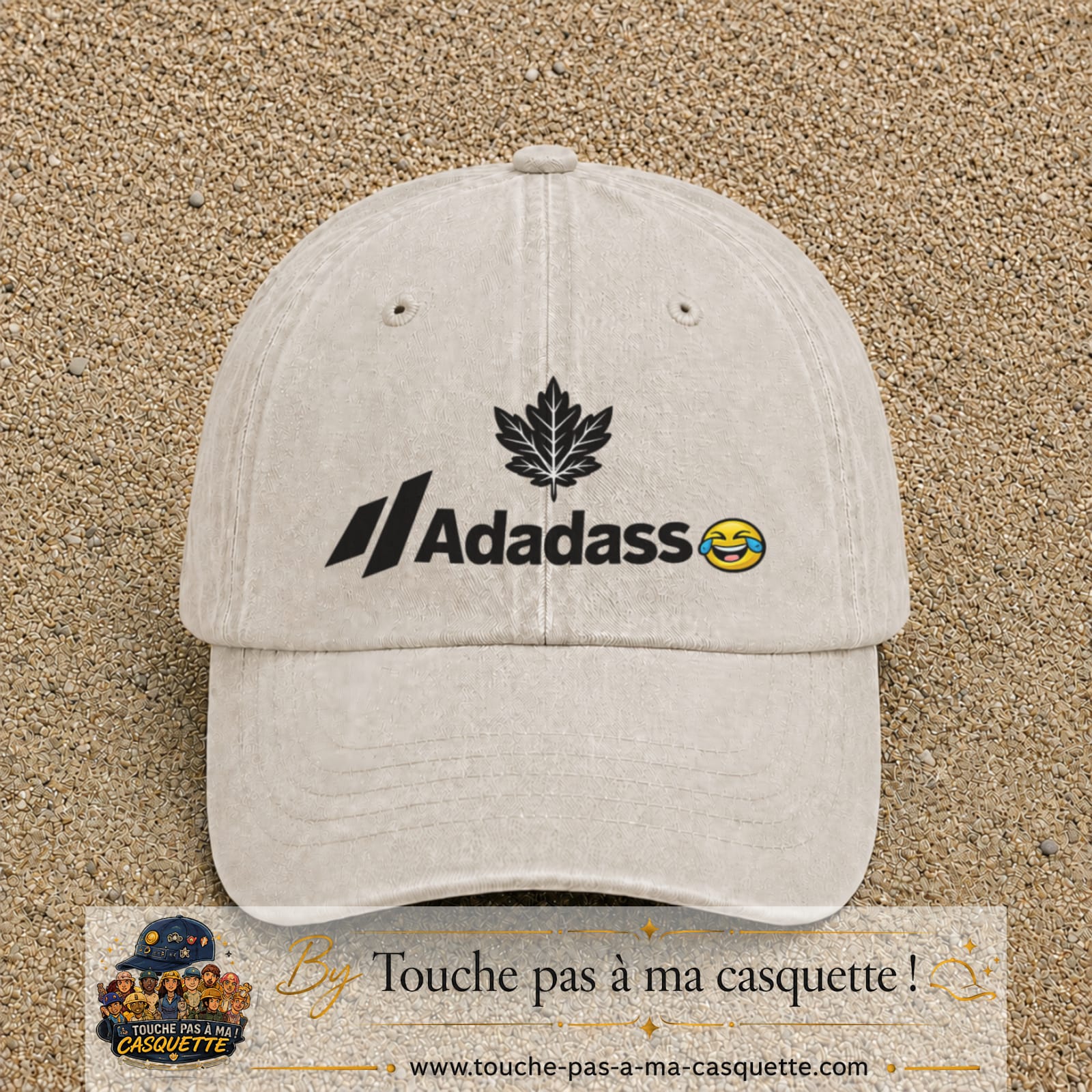 Image principale produit38grosBC - casquette Beige clair délavé avec visuel Adadass feuille d’érable 7 cm