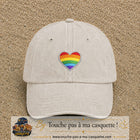 Image principale produit25moyenBC - casquette Beige clair délavé avec visuel Cœur arc-en-ciel écusson 5 cm