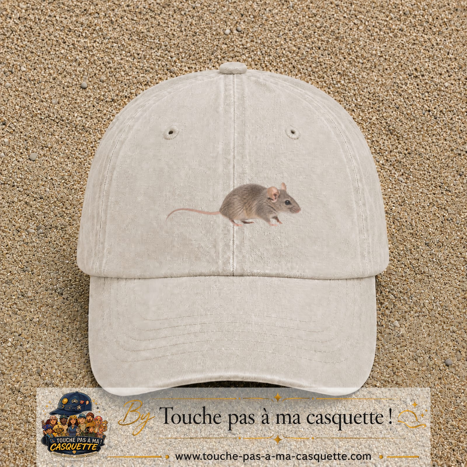 Image principale produit73moyenBC - casquette Beige clair délavé avec visuel Souris 5 cm