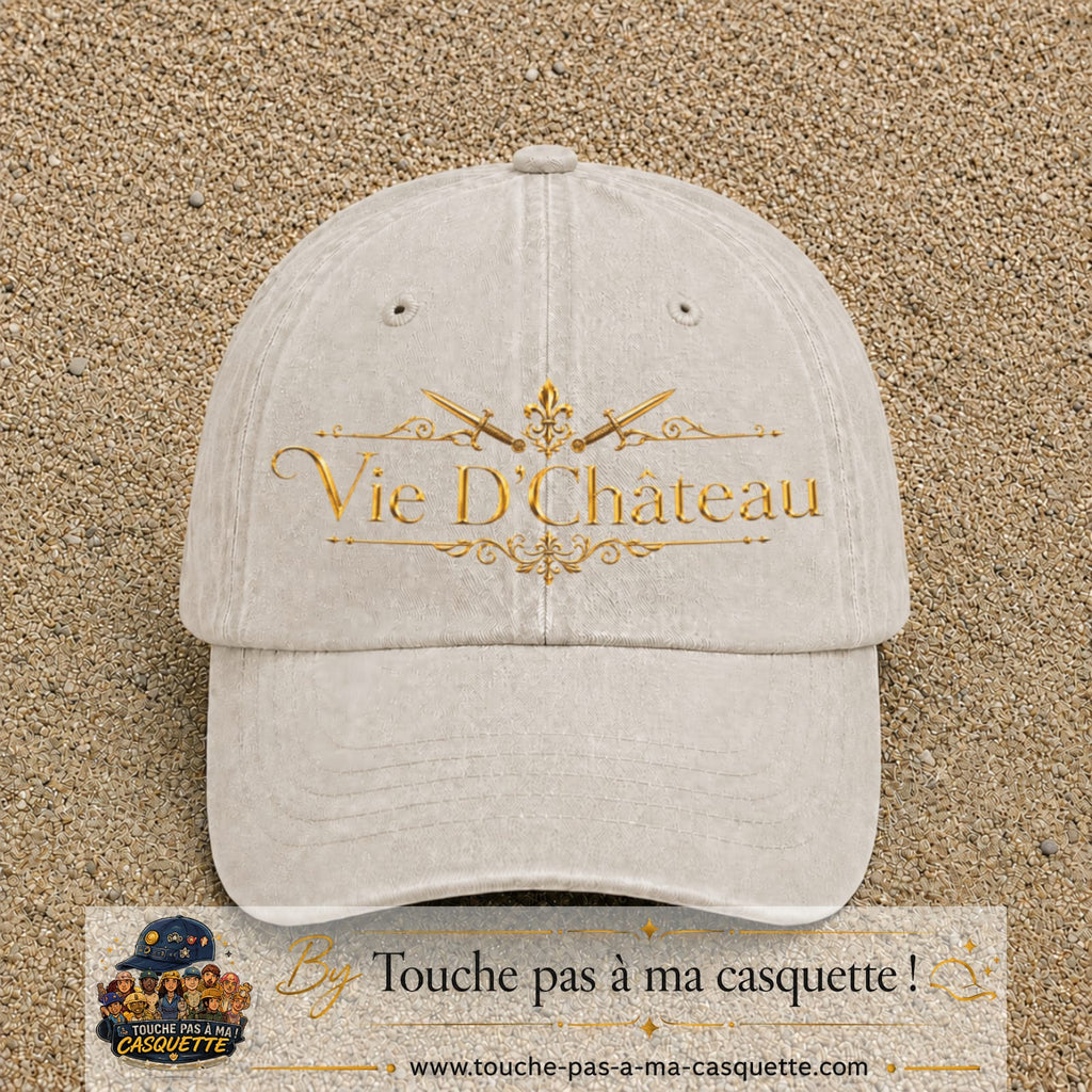 Image principale produit53grosBC - casquette Beige clair délavé avec visuel Vie de Château 7 cm