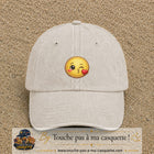 Image principale produit10moyenBC - casquette Beige clair délavé avec visuel Emoji bisou cœur 5 cm