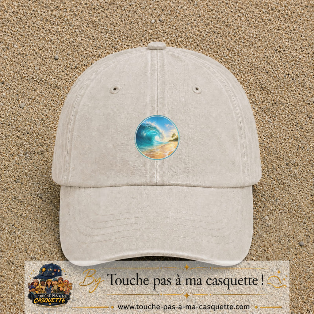 Image principale produit175moyenBC - casquette Beige clair délavé avec visuel Vague plage 5 cm