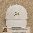 Image principale produit80moyenBC - casquette Beige clair délavé avec visuel Tennis raquette balle 5 cm