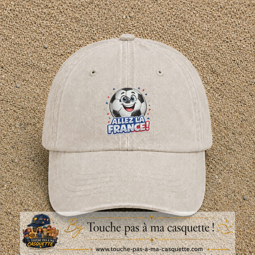 Image principale produit185grosBC - casquette Beige clair délavé avec visuel Ballon Allez la France 7 cm