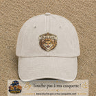 Image principale produit40grosBC - casquette Beige clair délavé avec visuel Lion roi je suis le roi 7 cm
